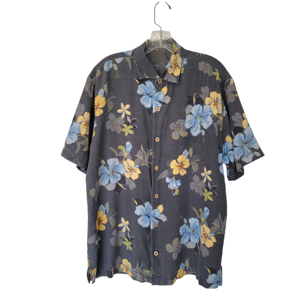 Tommy Bahama Blue And Yellow Floral Men's Shirt